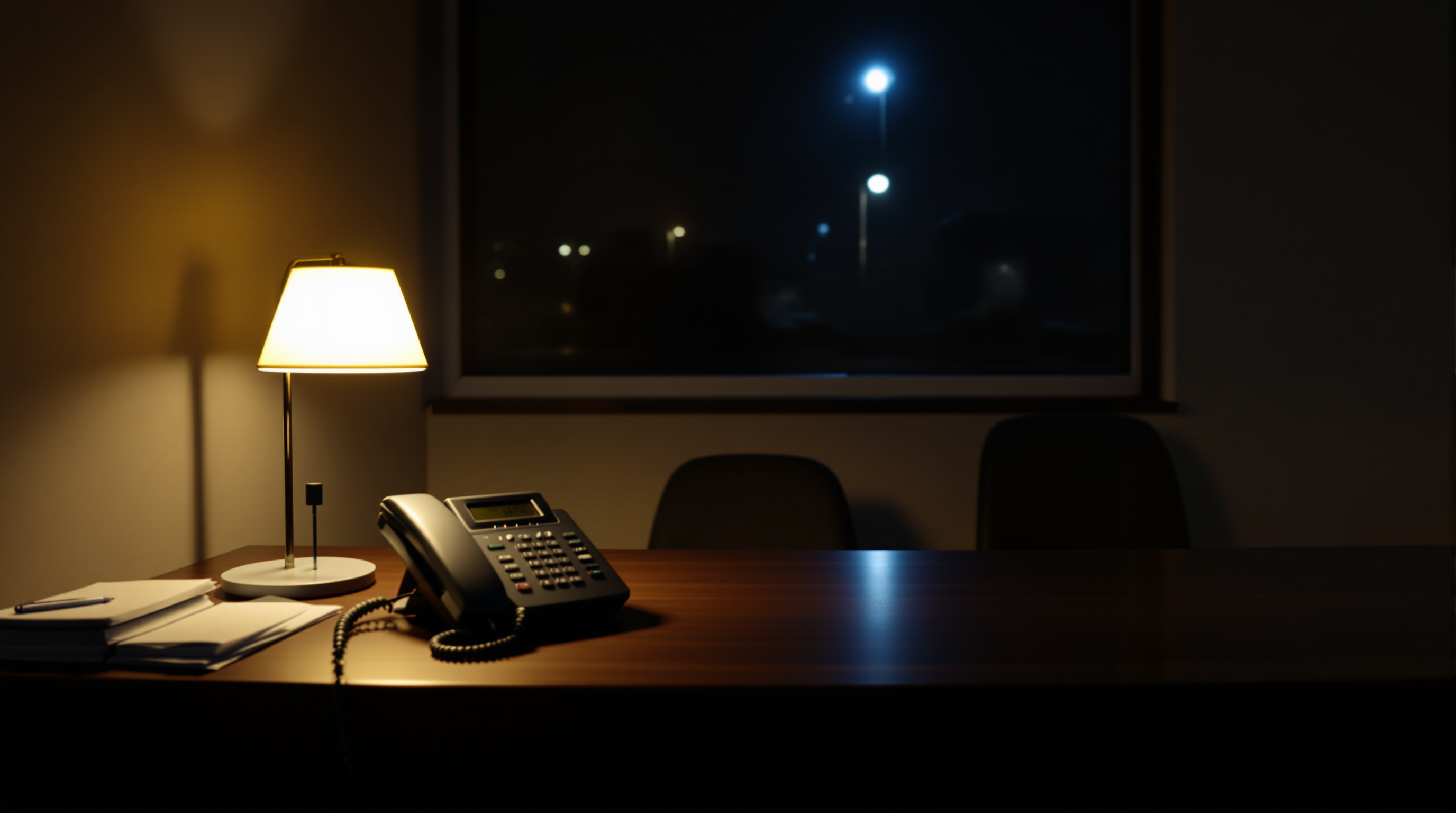 A dimly lit residential thermostat on a hallway wall, with a small flashlight beam hitting it